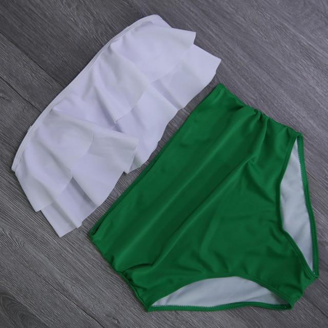 2019 Colorful Women Bikini Set Vintage High Waist